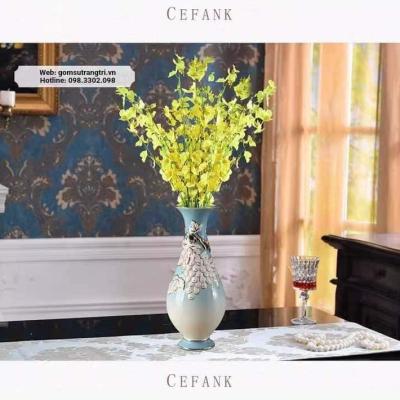 BỘ 3 BÌNH BĂNG SỨ XANH HỌA TIẾT CHÙM NHO